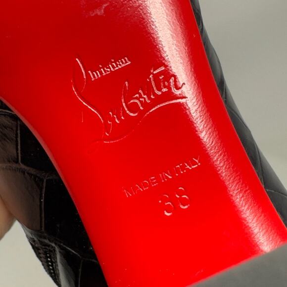 Christian Louboutin Turela Black Croc Embossed Leather Ankle Boots Size 38 - Picture 10 of 10